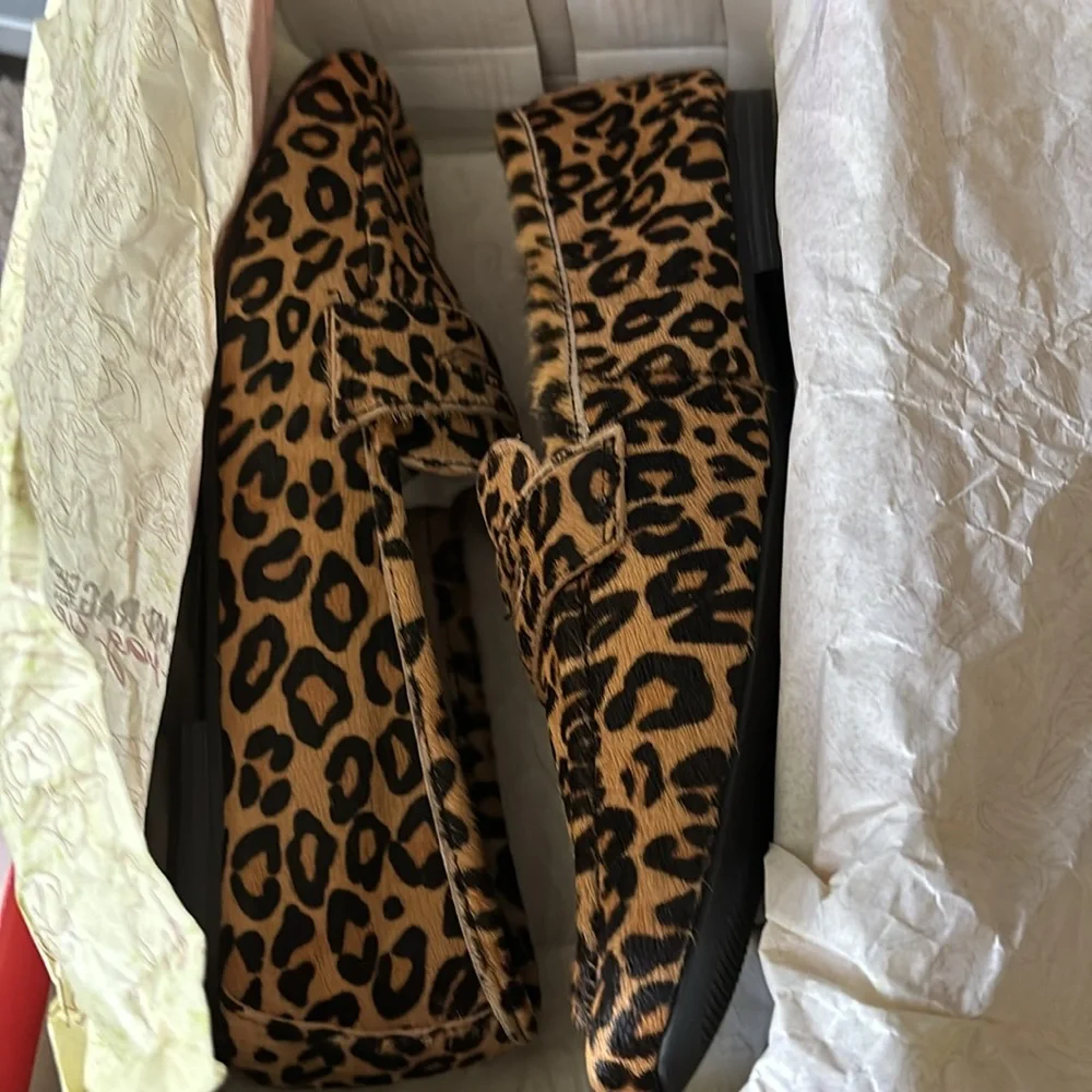 American Rag Cammie Calf Hair Penny Loafers Leopard Print